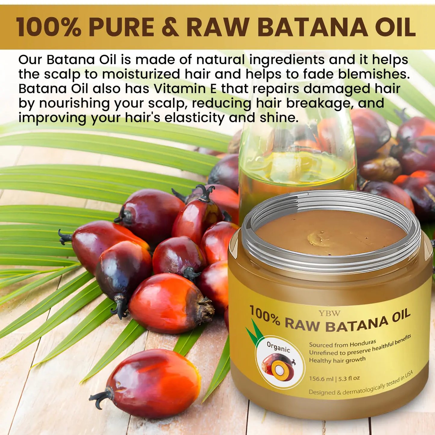 Batana Oil from Honduras - 100% Natural & Organic Dr. Sebi Hair Growth Solution for Men & Women, Unrefined, Enhances Thickness, Prevents Hair Loss